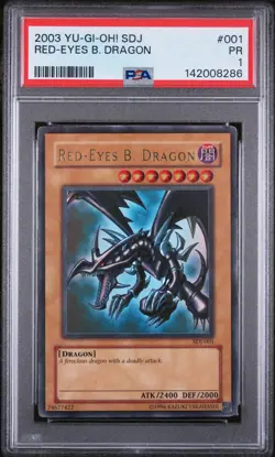 2003 YU-GI-OH! STARTER DECK: JOEY #001 RED-EYES B. DRAGON PSA 1 - Image 1