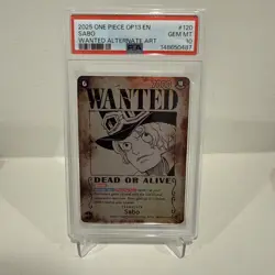 2025 ONE PIECE OP13-CARRYING ON HIS WILL #120 SABO WANTED ALTERNATE ART PSA 10 - Image 1