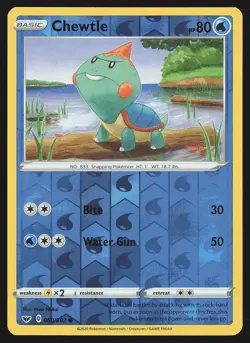 SWSH01: Sword & Shield Base Set Chewtle #060/202 Reverse Holo Pokemon Card - Image 1