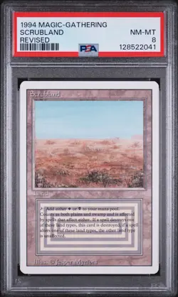 1994 MAGIC: THE GATHERING REVISED EDITION SCRUBLAND PSA 8 - Image 1