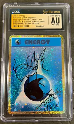 Pokemon: AUTOGRAPHED Water Energy Holo 2023 Yoshinobu Saito - CGC AUTH AUTO 10 - Image 1
