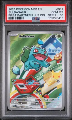 2026 POKEMON FIRST PARTNER ILLUSTRATION COLLECTION SERIES 1 BULBASAUR 037 PSA 10 - Image 1