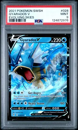 2021 POKEMON SWORD & SHIELD EVOLVING SKIES #028 GYARADOS V PSA 9 - Image 1