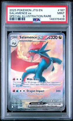 2025 POKEMON JOURNEY TOGETHER SPECIAL ILLUSTRATION RARE #187 SALAMENCE EX PSA 9 - Image 1