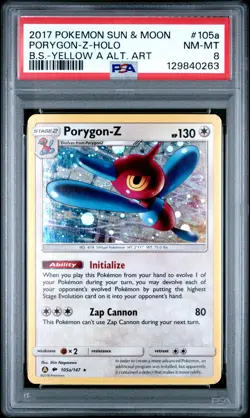 2017 POKEMON SUN & MOON BURNING SHADOWS #105A PORYGON-Z-HOLO PSA 8 - Image 1