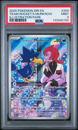 2025 POKEMON DESTINED RIVALS ILLUSTRATION RARE TEAM ROCKET'S MURKROW PSA 9 - Image 1