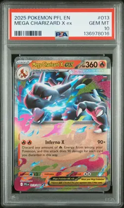 2025 POKEMON PFL EN-PHANTASMAL FLAMES #013 MEGA CHARIZARD X EX PSA 10 - Image 1