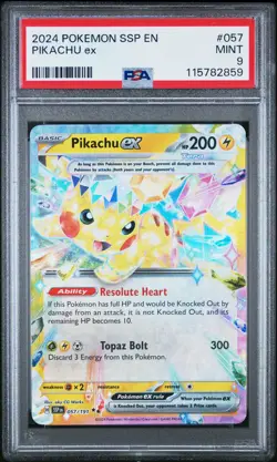 2024 POKEMON SSP EN-SURGING SPARKS #057 PIKACHU EX PSA 9 - Image 1