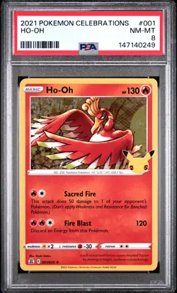 2021 POKEMON CELEBRATIONS #001 HO-OH PSA 8 - Image 1
