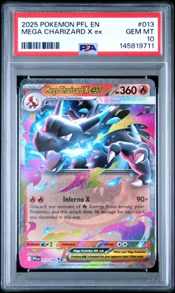 2025 POKEMON PFL EN-PHANTASMAL FLAMES #013 MEGA CHARIZARD X EX PSA 10 - Image 1