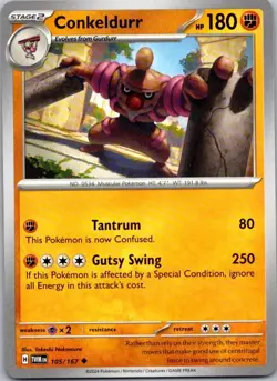 Conkeldurr 105/167 Uncommon Twilight Masquerade Pokemon Near Mint - Image 1