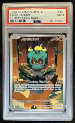 2025 Pokemon Mega Evolution Marshadow Illustration Rare #146/132 PSA 9 - Image 1