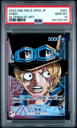 2023 ONE PIECE JAPANESE OP05-AWAKENING OF THE NEW ERA ALTERNATE ART SABO PSA 10 - Image 1