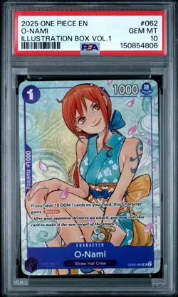 2025 ONE PIECE PROMOS ILLUSTRATION BOX VOL.1 #062 O-NAMI PSA 10 - Image 1