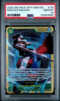 2026 ONE PIECE OP14-EB04-THE AZURE SEA'S SEVEN #119 DRACULE MIHAWK PSA 10 - Image 1