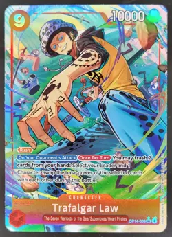 2026 One Piece Azure Sea's Seven Trafalgar Law Super Rare #OP14-009 MS2 - Image 1