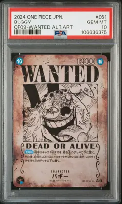 2024 ONE PIECE JPN EMPERORS IN THE NEW WORLD WANTED ALT ART #051 BUGGY PSA 10 - Image 1