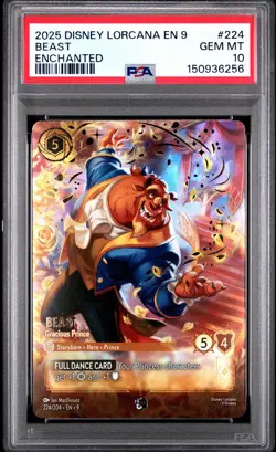 2025 DISNEY LORCANA EN 9-FABLED ENCHANTED #224 BEAST - GRACIOUS PRINCE PSA 10 - Image 1