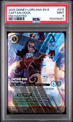 2025 DISNEY LORCANA REIGN OF JAFAR ENCHANTED CAPTAIN HOOK THE PIRATE KING PSA 9 - Image 1