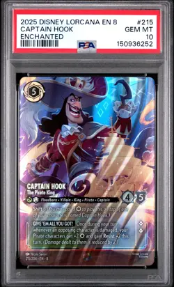 2025 DISNEY LORCANA REIGN OF JAFAR ENCHANTED CAPTAIN HOOK THE PIRATE KING PSA 10 - Image 1