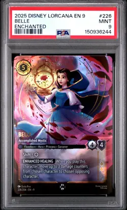 2025 DISNEY LORCANA EN 9-FABLED ENCHANTED #226 BELLE - ACCOMPLISHED MYSTIC PSA 9 - Image 1