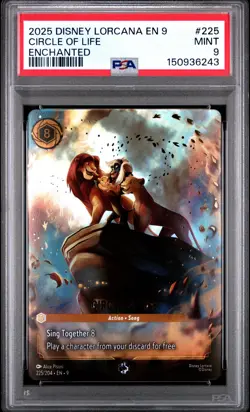 2025 DISNEY LORCANA EN 9-FABLED ENCHANTED #225 CIRCLE OF LIFE PSA 9 - Image 1