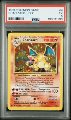 1999 POKEMON BASE SET UNLIMITED #4 CHARIZARD-HOLO PSA 5 - Image 1