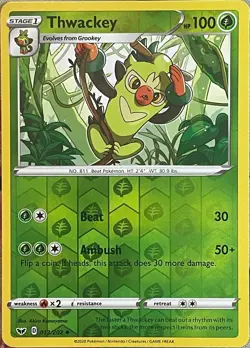 Thwackey Reverse Holo - 013/202 - Sword & Shield Base Pokemon 2020 - Image 1