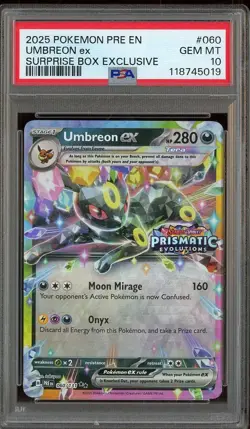 #2 2025 Pokemon PRE EN Surprise Box Exclusive #060 Umbreon ex PSA 10 GEM MINT - Image 1