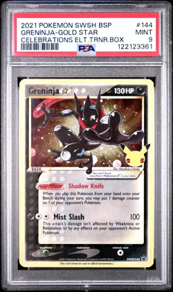 2021 POKEMON SWSH BLACK STAR PROMO #144 GRENINJA-GOLD STAR PSA 9 - Image 1