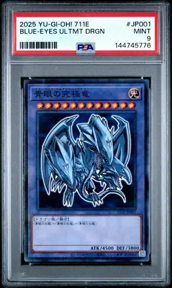 2025 YU-GI-OH! JPN 7-ELEVEN COLLAB PROMO #JP001 BLUE-EYES ULTIMATE DRAGON PSA 9 - Image 1