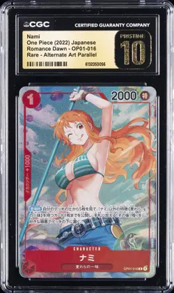 2022 ONE PIECE JAPANESE ROMANCE DAWN RARE ALT ART PARALLEL NAMI CGC 10 PRISTINE - Image 1
