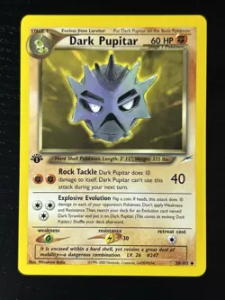 Pokemon Card - Dark Pupitar Neo Destiny 38/105 Uncommon 1st Edition - Near Mint- - Image 1