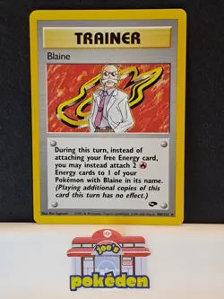 Blaine Non Holo Rare Pokemon TCG Card 100/132 WOTC Gym Challenge NM/MT - Image 1