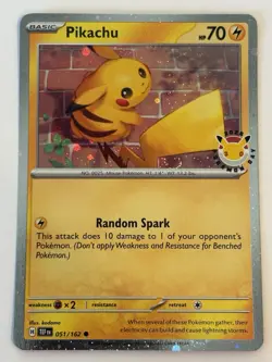 Pikachu 2026 Pokemon Day Stamp - 051/162 - Promo Cosmos Holo - Image 1