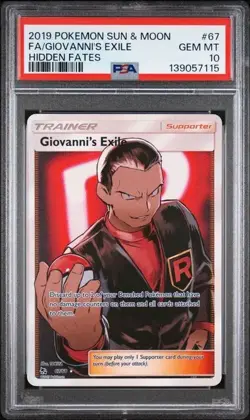 2019 POKEMON SUN & MOON HIDDEN FATES #67 FULL ART/GIOVANNI'S EXILE PSA 10 - Image 1