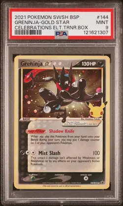2021 POKEMON SWSH BLACK STAR PROMO #144 GRENINJA-GOLD STAR PSA 9 - Image 1