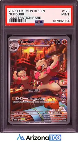 Pokemon 2025 Gurdurr 126/086 Illustration Rare Black Bolt PSA 9 - Image 1