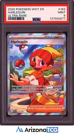 Pokemon 2025 Harlequin 163/086 Full Art Ultra Rare White Flare PSA 9 - Image 1