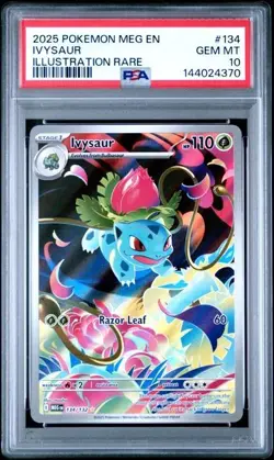2025 Pokemon Mega Evolution #134 Ivysaur Illustration Rare IR PSA 10 370 - Image 1