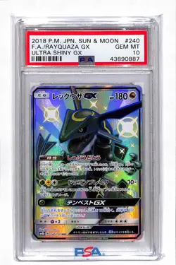 2018 Pokemon Japanese Sun & Moon Ultra Shiny GX Rayquaza GX Fa PSA 10 #240 - Image 1