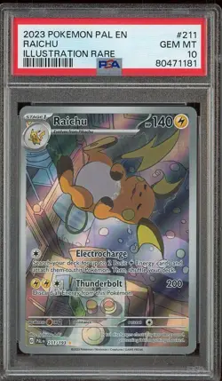 #1 2023 Pokemon PAL EN Illustration Rare #211 Raichu PSA 10 GEM MINT - Image 1