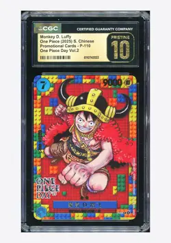 One Piece CGC 10 PRISTINE Monkey D Luffy Promo 2025 P-110 OP Day'25 Chinese - Image 1