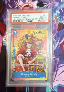 Monkey.D.Luffy (2nd Anniversary Stamped Promo) P-043 One Piece Promotion PSA 10 - Image 1