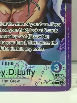 One Piece Tcg Monkey D Luffy Alt Art Leader OP11-040 A Fist of Divine Speed NM - Image 2