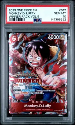 2023 ONE PIECE PROMOS 012 MONKEY D. LUFFY WINNER PACK VOL.5 PSA 10 GEM MINT - Image 1