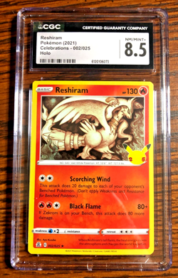 Reshiram Holo Rare #002|CGC NM/MINT+ 8.5|2021 SWSH Celebrations|Pokemon TCG - Image 4