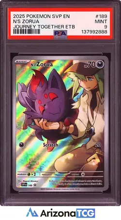 Pokemon 2025 N's Zorua 189 Holo Promo Journey Together ETB PSA 9 - Image 1