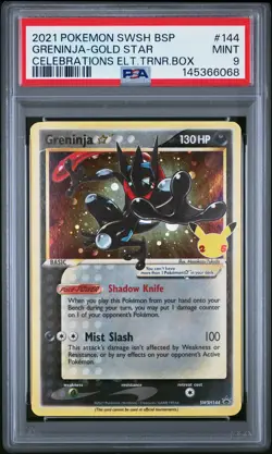 2021 POKEMON SWSH BLACK STAR PROMO #144 GRENINJA-GOLD STAR PSA 9 - Image 1