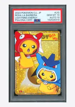 Pokemon PSA10 AUTO10 Lightning Energy Holo Rosa La Barbera 2023 #LIG CLL JPN #1 - Image 1
